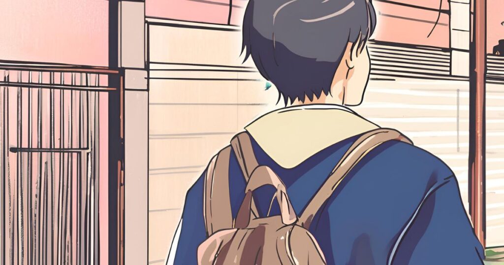 リュックを背負った男子学生