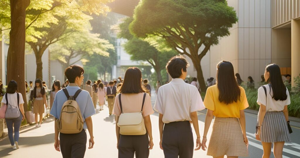 若者達の後ろ姿