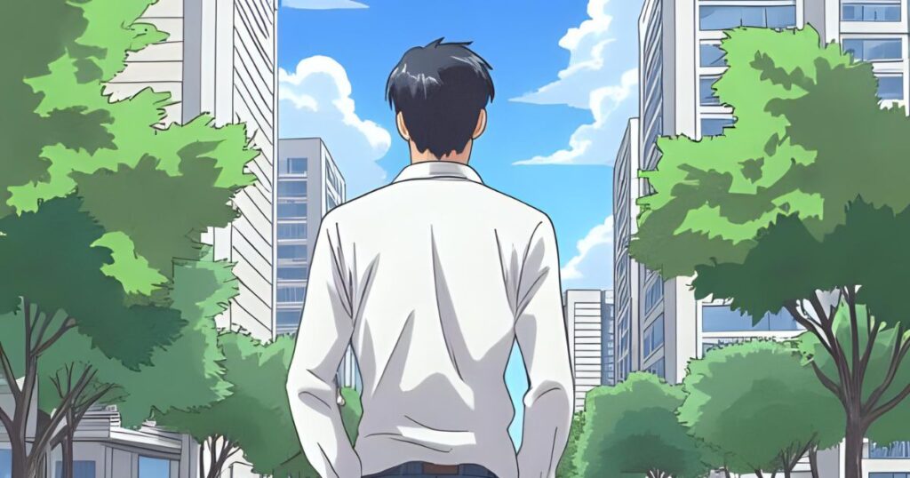 スーツの男性の後ろ姿