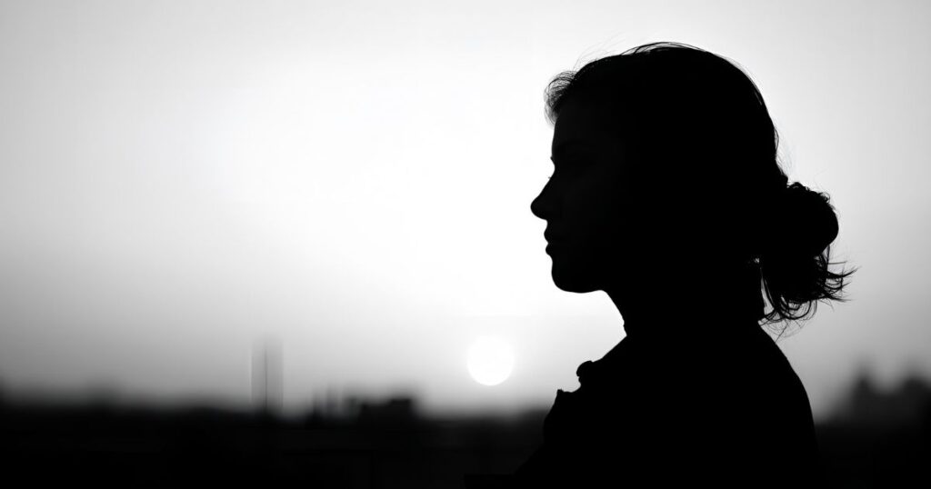 女性の白黒シルエット