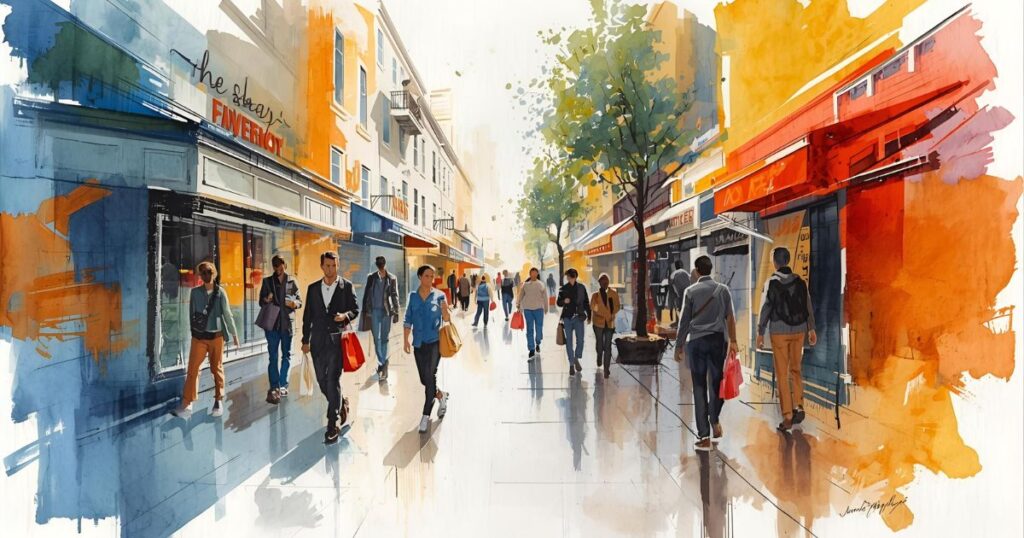 買い物する様子