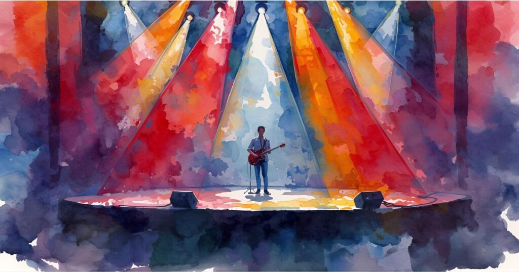 舞台に立つ男性