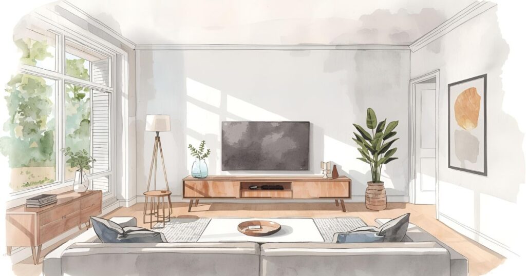 居間とテレビ