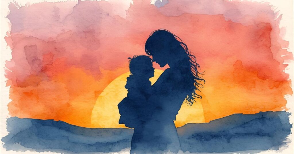 親子のシルエット