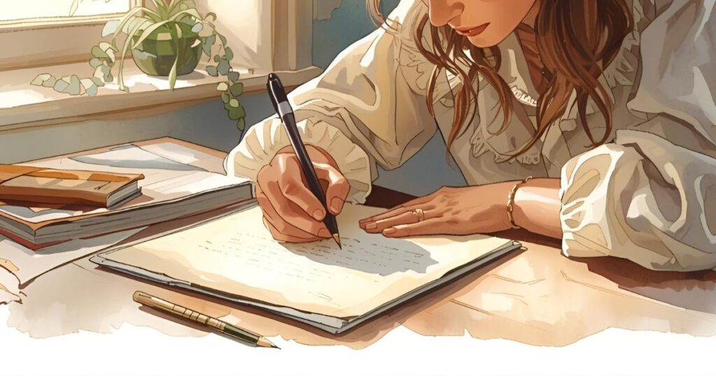 手紙を書く様子