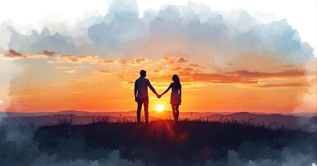 手をつなぐふたり