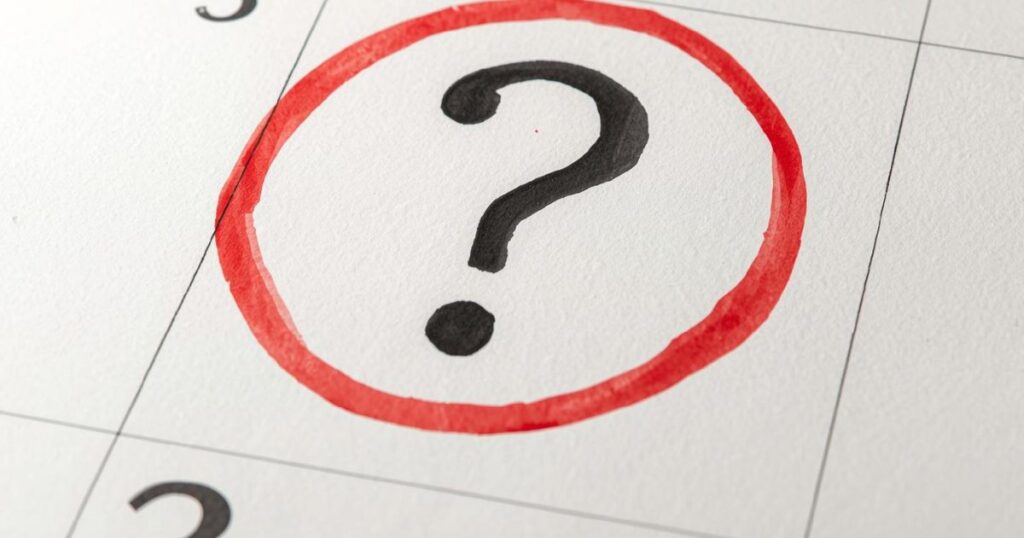 カレンダーと？マーク