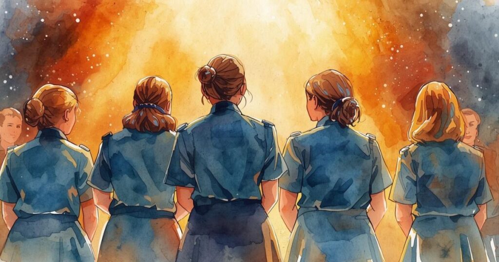 舞台上で歌う女性たち