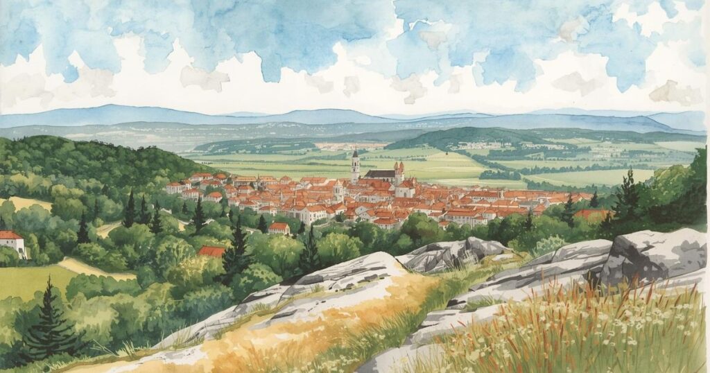 山から見える町