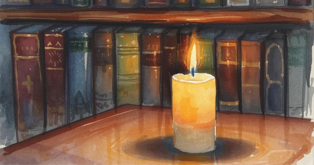 ロウソクと本棚