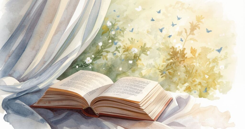 風が吹く部屋に置かれた本