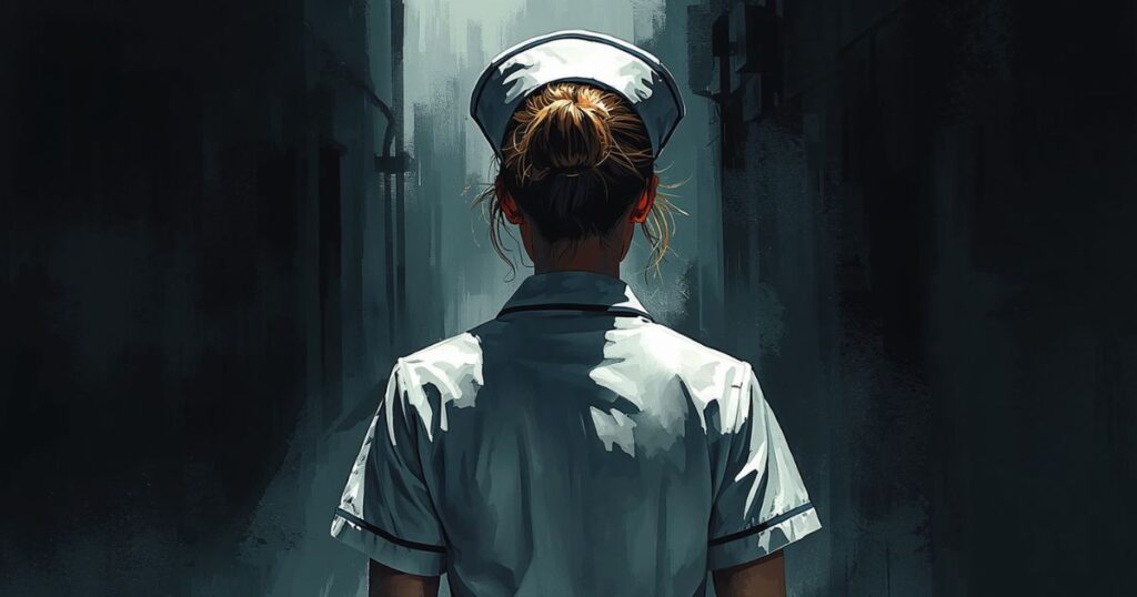 白衣の女性の後ろ姿