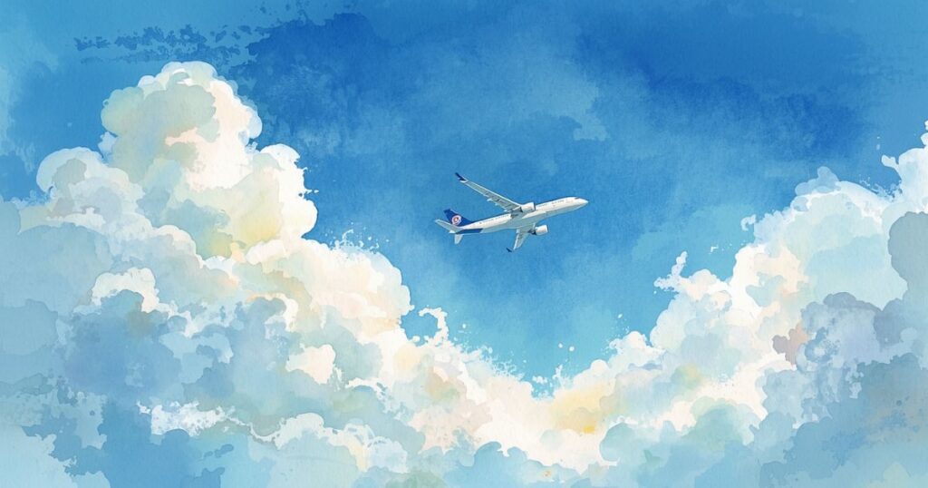 空を飛ぶ飛行機