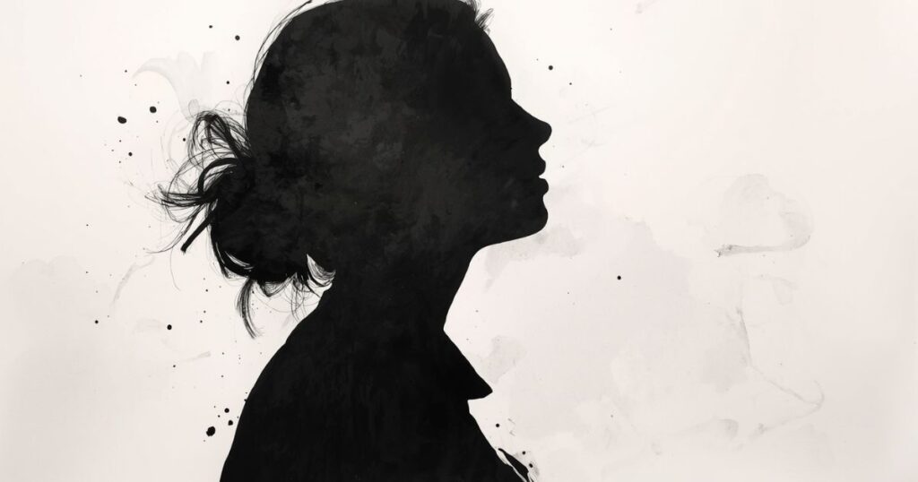 よこを向いている女性のシルエット