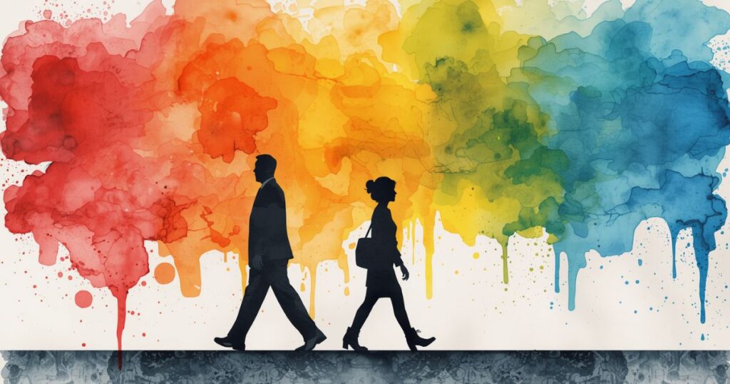 別々の道を歩く男女